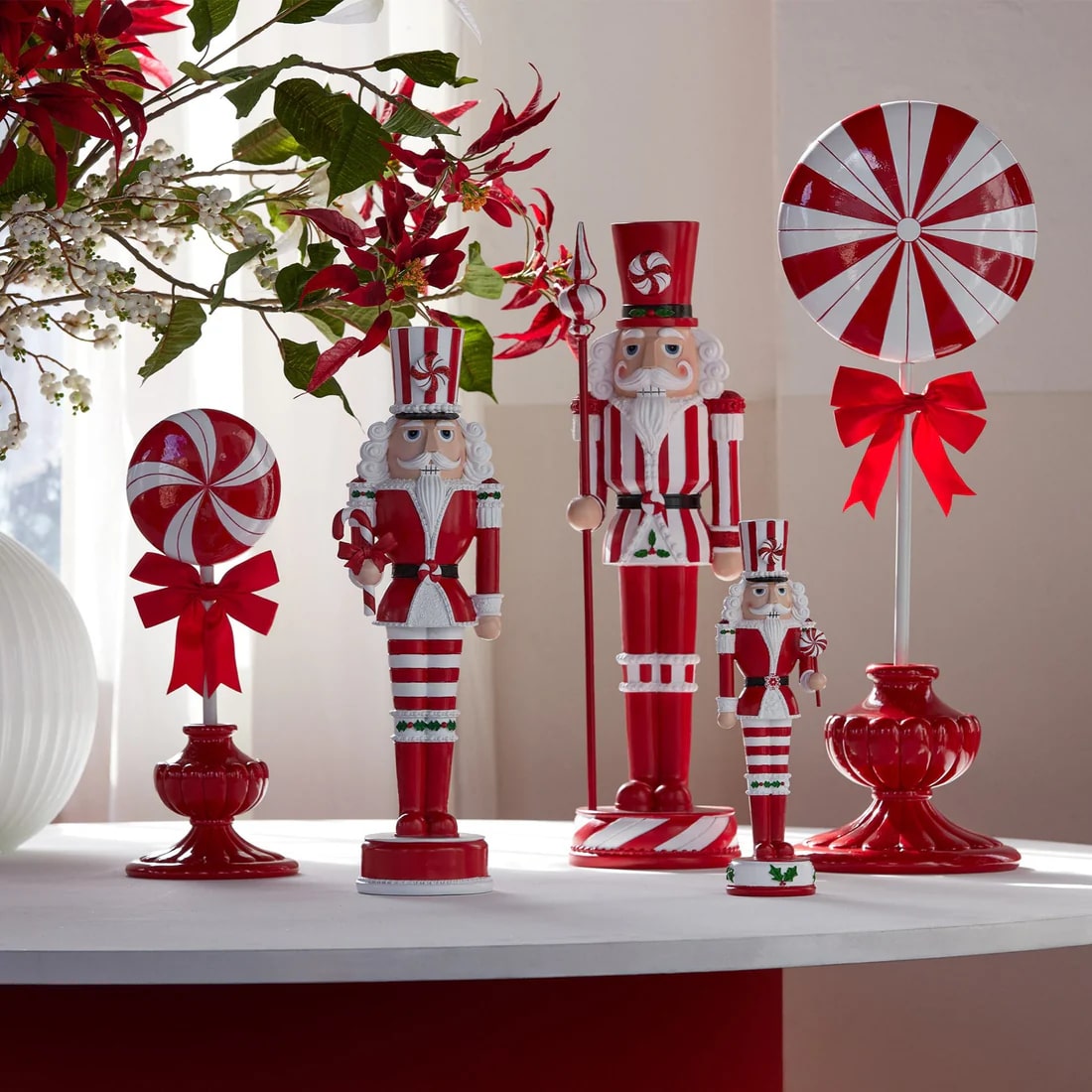 EDG Enzo De Gasperi Christmas Decoration Candy Topiary H 43 Cm L 17 Cm L 17 Cm White Red