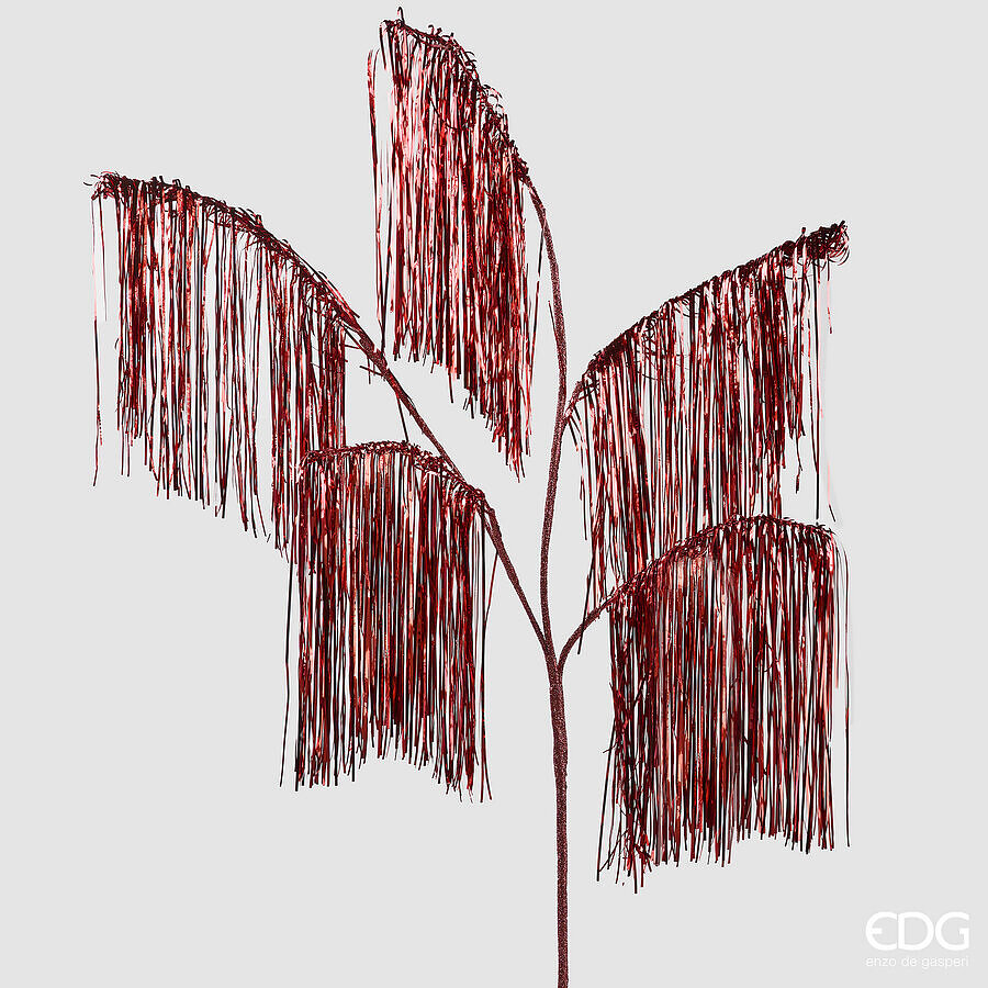 EDG Enzo De Gasperi Decoro Natale Frange Ramo 5 Rami H 125 Cm Red