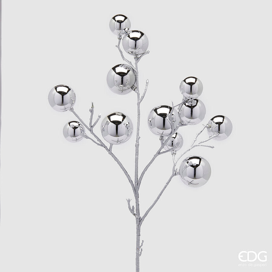 EDG Enzo De Gasperi Decoro Natale PalleMix Ramo X 12 H 53 Cm Light Silver