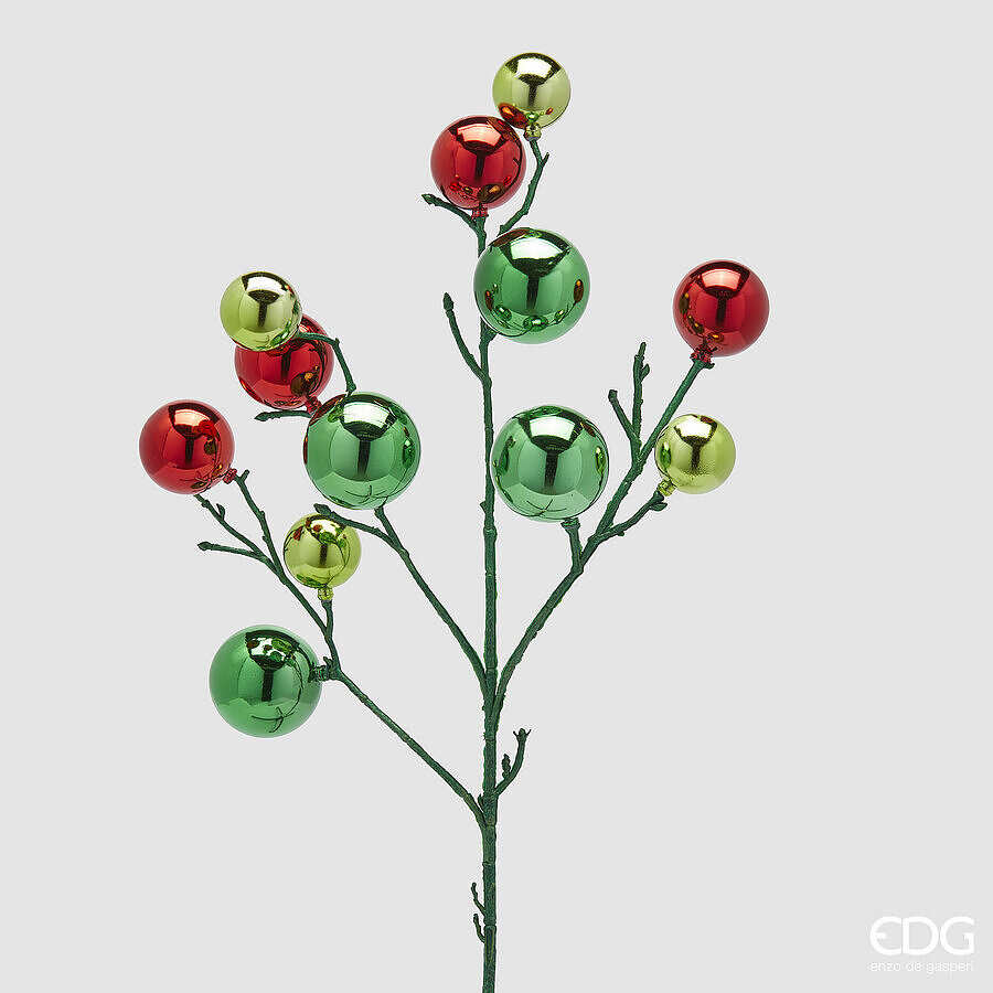 EDG Enzo De Gasperi Decoro Natale PalleMix Ramo X 12 H 53 Cm Green Red