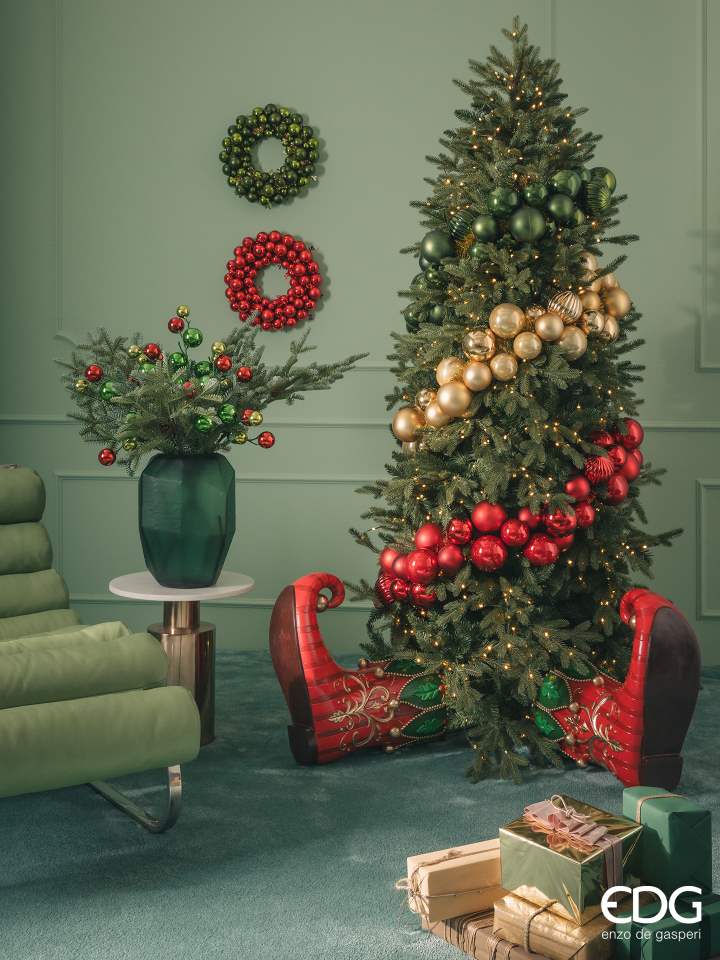 EDG Enzo De Gasperi Decoro Natale PalleMix Ramo X 12 H 53 Cm Green Red