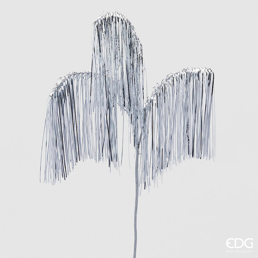 EDG Enzo De Gasperi Decoro Natale Frange Ramo X 3 H 103 Silver