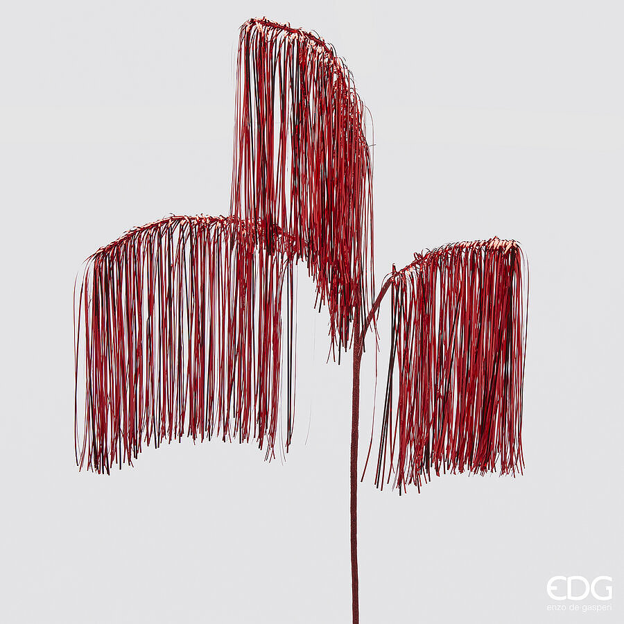 EDG Enzo De Gasperi Decoro Natale Frange Ramo X 3 H 103 Red