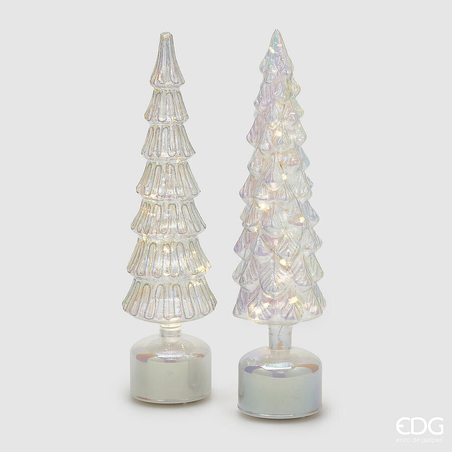 EDG_Enzo De Gasperi Decoro Natale Pino Twist H 40,5 Cm D 9 Cm Mov. Led Silver 1 Pz