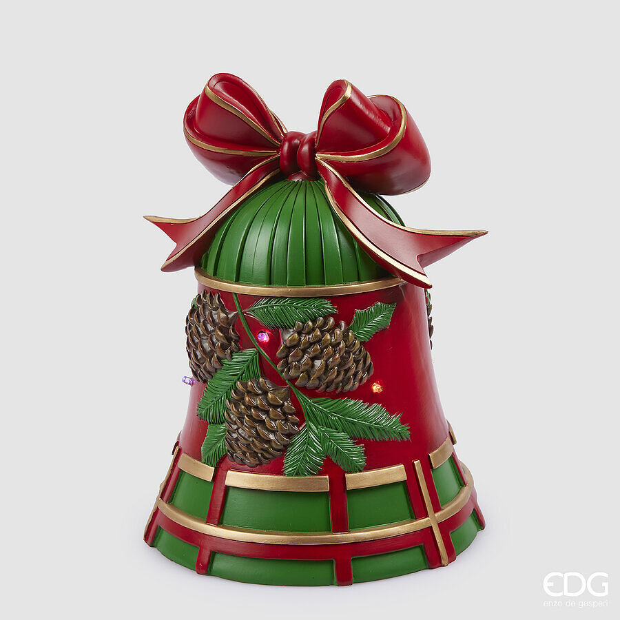 EDG Enzo De Gasperi Decoro Natale Campana MiniLed H 33 Cm D 25 Cm Verde Rosso