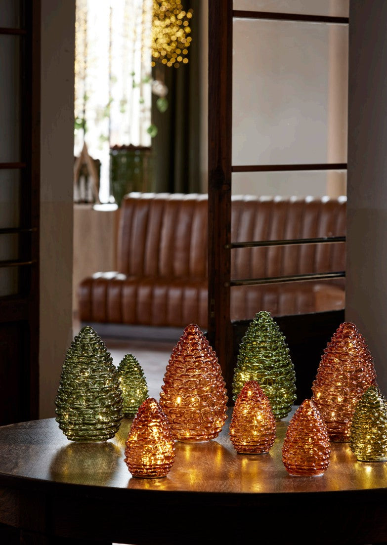 EDG Enzo De Gasperi Decoro Natale Pigna Led H 15 Cm D 10 Cm Amber