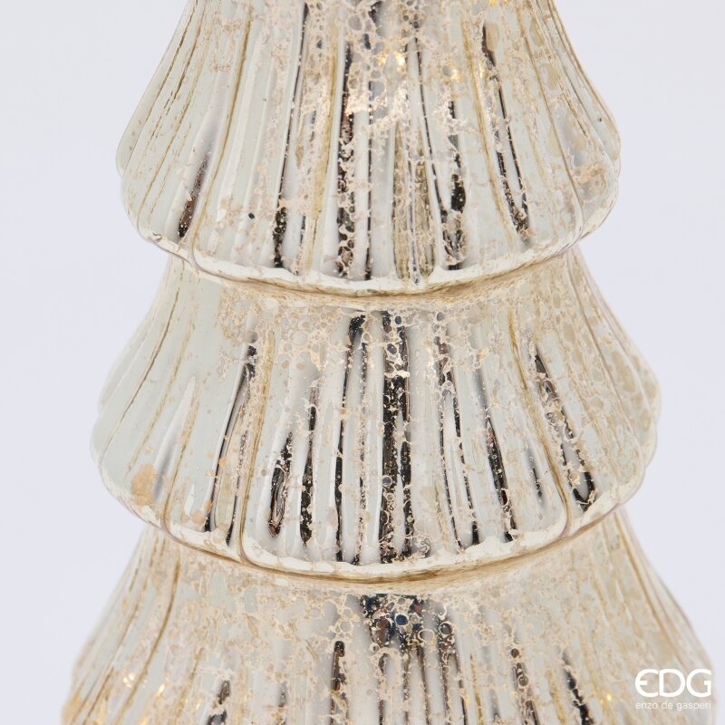 EDG Enzo De Gasperi Pino Twist Gold con MicroLED e Movimento H42 Ø11 cm – Decoro di Natale