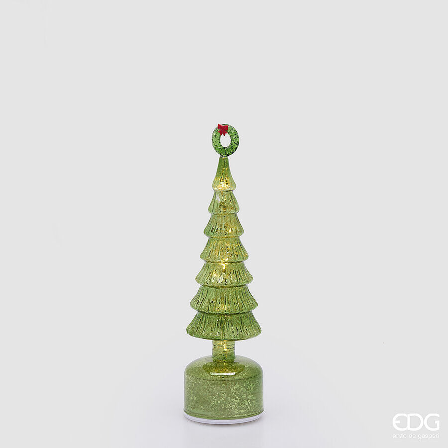 EDG Enzo De Gasperi Pino Twist Green con MicroLED e Movimento H32 Ø9 cm – Decorazione di Natale