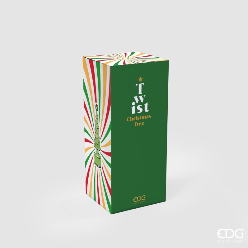 EDG Enzo De Gasperi Pino Twist Green con MicroLED e Movimento H32 Ø9 cm – Decorazione di Natale