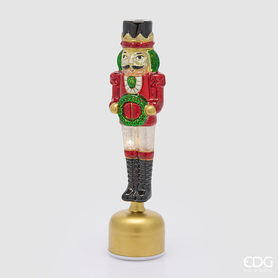 EDG Enzo De Gasperi Soldatino Twist Green Red con MicroLED e Movimento H36 Ø9 cm – Decorazione di Natale