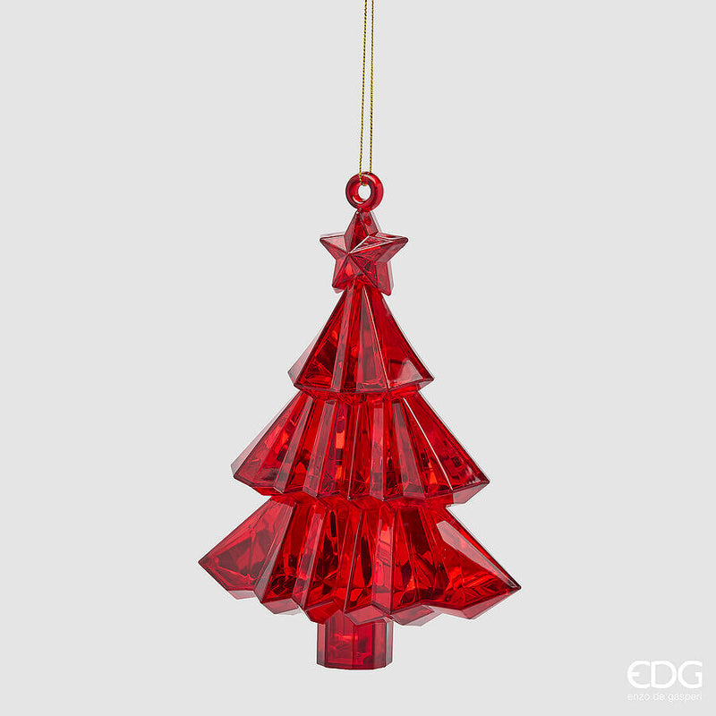 EDG Enzo De Gasperi Decoro Diamante Pino da Appendere Rosso 17x13x6 cm – Addobbo di Natale