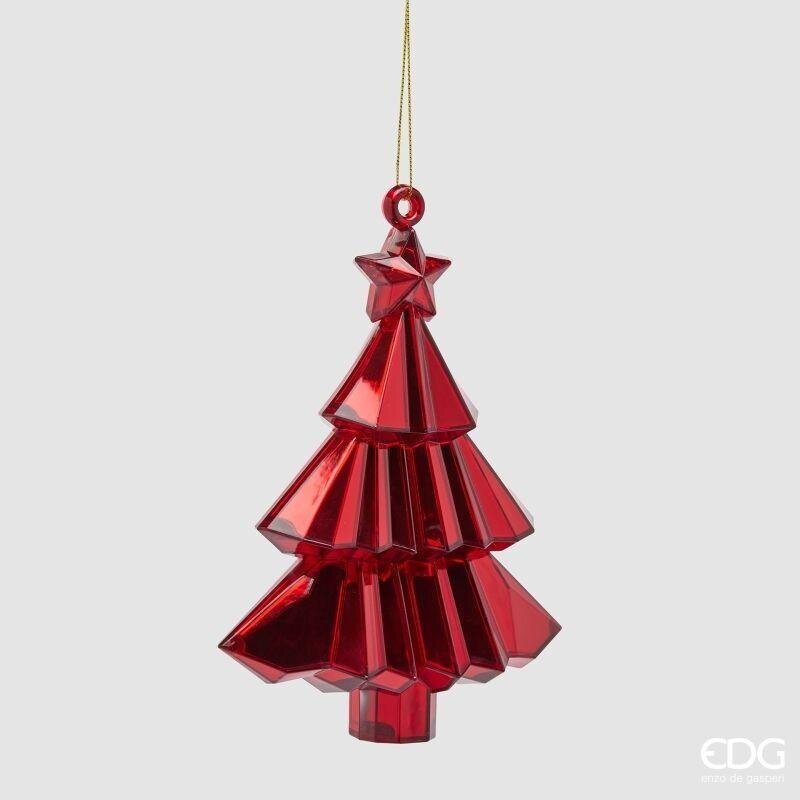 EDG Enzo De Gasperi Decoro Diamante Pino da Appendere Rosso 17x13x6 cm – Addobbo di Natale