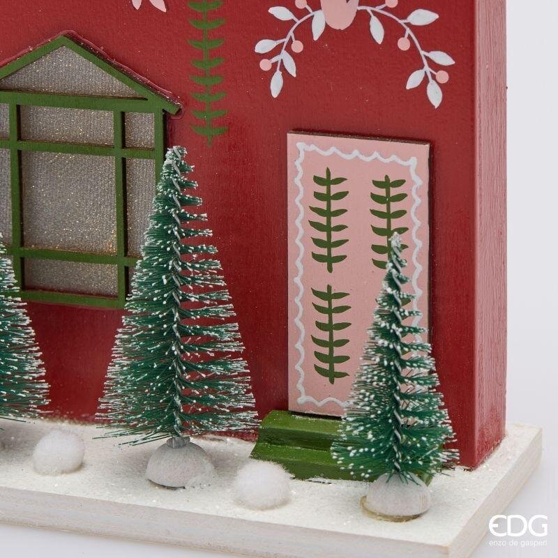 EDG Enzo De Gasperi Diorama Casetta Natalizia LED H27,5x16,5x7,5 cm Rosso Mix – Decorazione di Natale