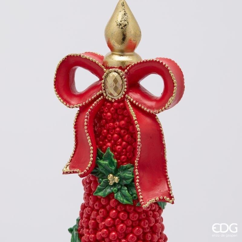 EDG Enzo De Gasperi Pino di Natale con Fiocco H48 cm Verde Rosso – Decorazione Natalizia