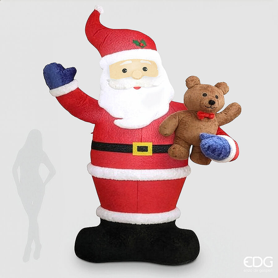 EDG Enzo De Gasperi Babbo Natale Gonfiabile con Orsetto LED White Red H380 Ø230 cm – Decorazione di Natale