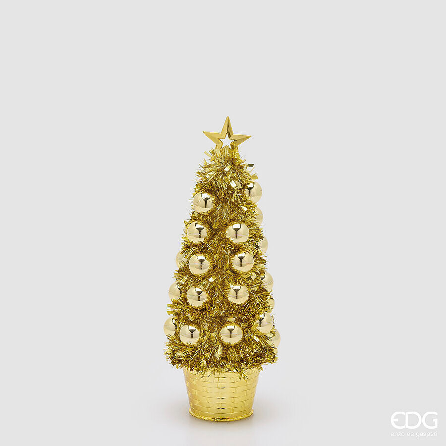 EDG Enzo De Gasperi Decoro Pino con Palle Gold H35 Ø13 cm – Decorazione di Natale