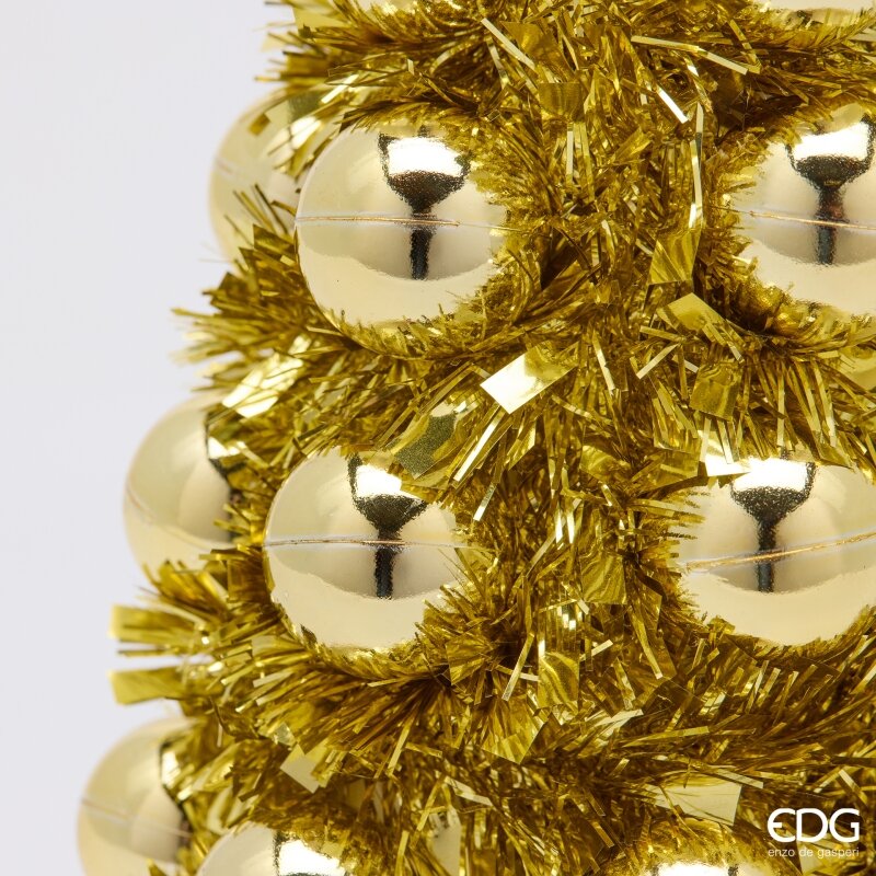 EDG Enzo De Gasperi Decoro Pino con Palle Gold H35 Ø13 cm – Decorazione di Natale
