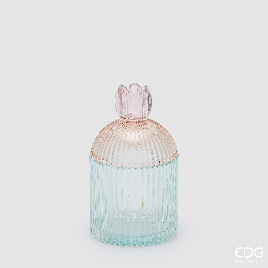 EDG Enzo De Gasperi Contenitore Decorativo a Righe Pink Mix H18,5 Ø10,5 cm – Decorazione Natalizia
