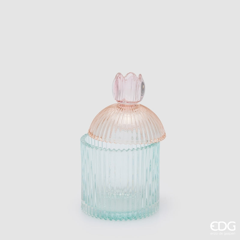 EDG Enzo De Gasperi Contenitore Decorativo a Righe Pink Mix H18,5 Ø10,5 cm – Decorazione Natalizia