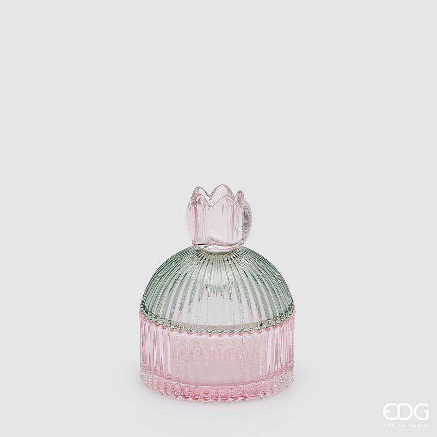 EDG Enzo De Gasperi Contenitore Decorativo a Righe Green Pink H14 Ø10,5 cm – Decorazione Natalizia