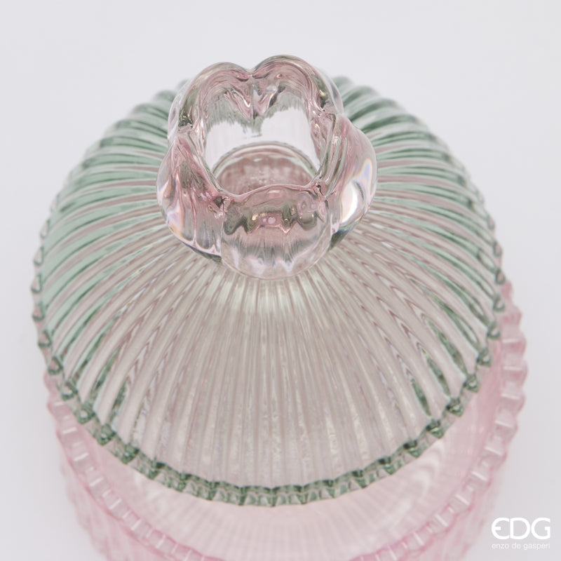 EDG Enzo De Gasperi Contenitore Decorativo a Righe Green Pink H14 Ø10,5 cm – Decorazione Natalizia