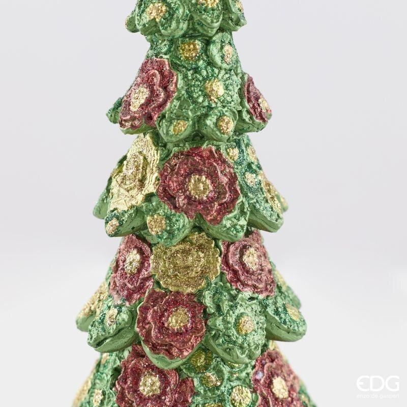 EDG Enzo De Gasperi Pino Decoglitter Green Red H47 Ø14 cm – Decorazione di Natale