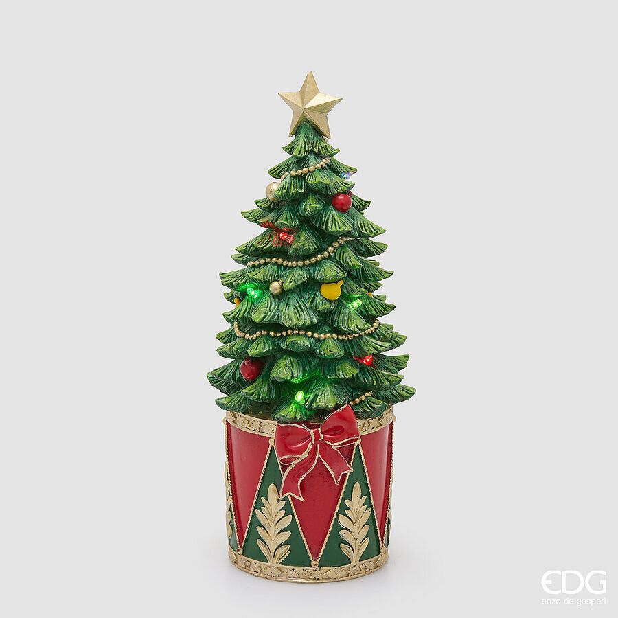 EDG Enzo De Gasperi Pino Natalizio con Tamburo LED H37 Ø16 cm Verde Rosso – Decorazione di Natale
