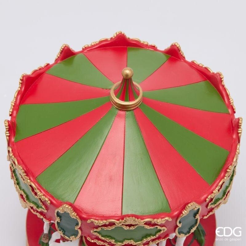 EDG Enzo De Gasperi Diorama Giostra Carosello LED H27 Ø22 cm Multicolor con Musica, Movimento e Luci – Decorazione Natalizia