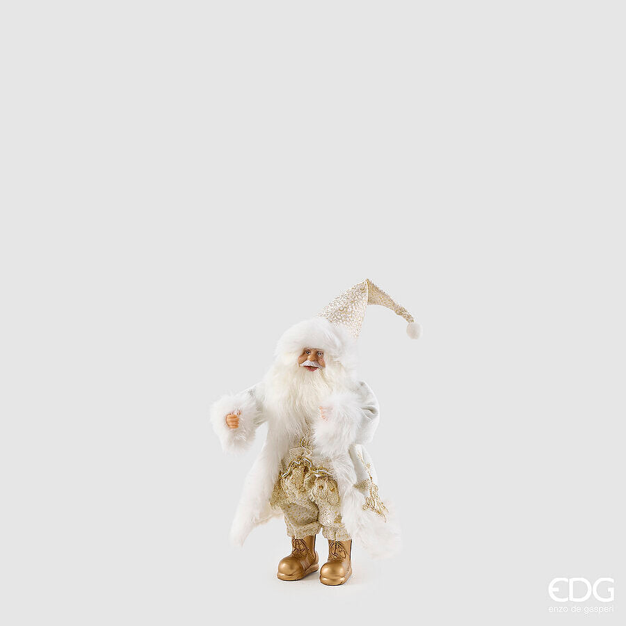 EDG Enzo De Gasperi Decoro Babbo Natale White Gold H31 cm – Decorazione di Natale
