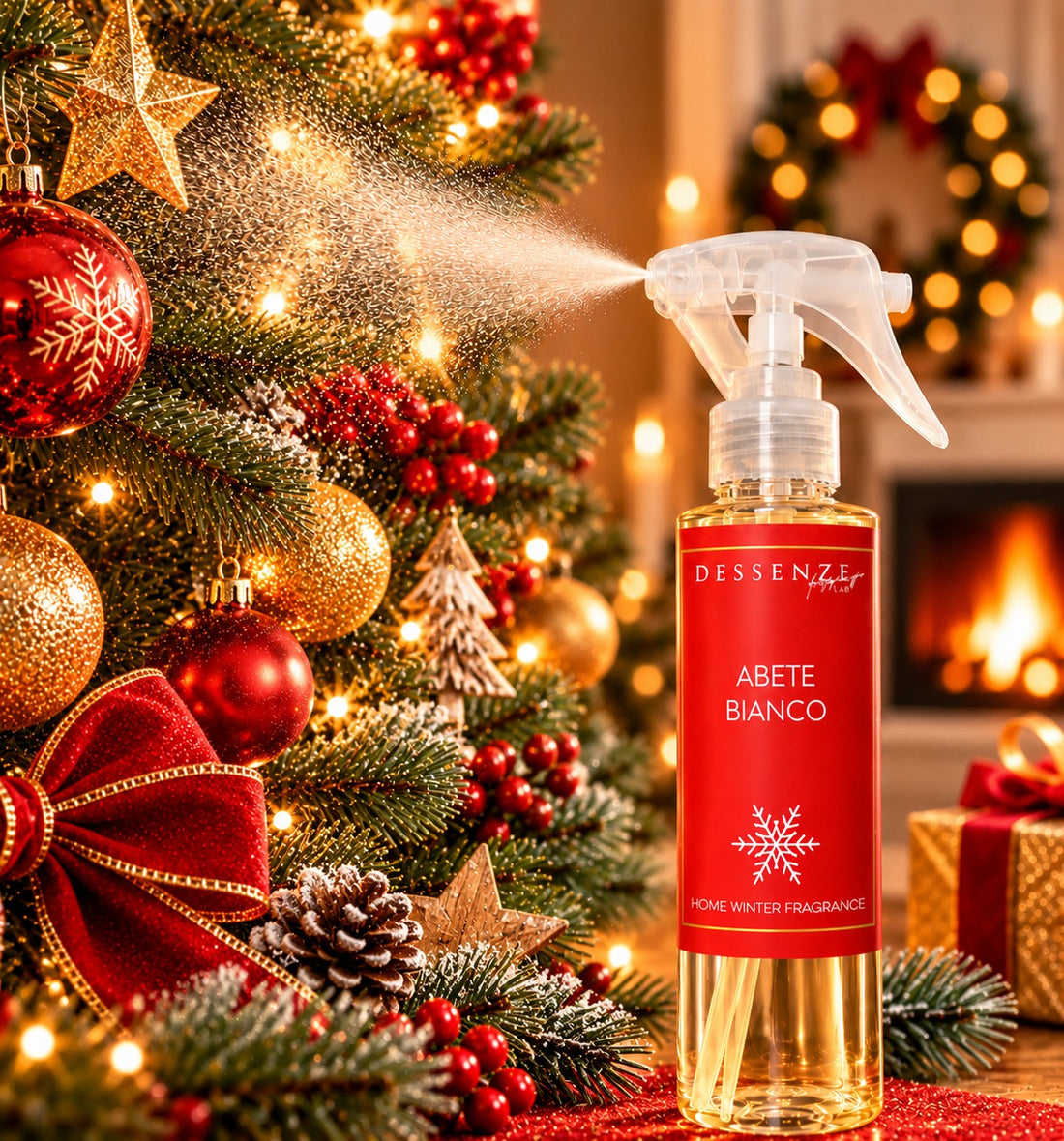 DESSENZE Profumo per Albero di Natale Christmas Spray Abete Bianco 100 ml – Spray Profumato Natalizio