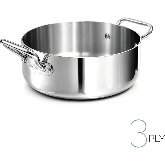 AGNELLI Casseruola Bassa Aluinox 3Ply Inox 28x11 cm 2 Manici