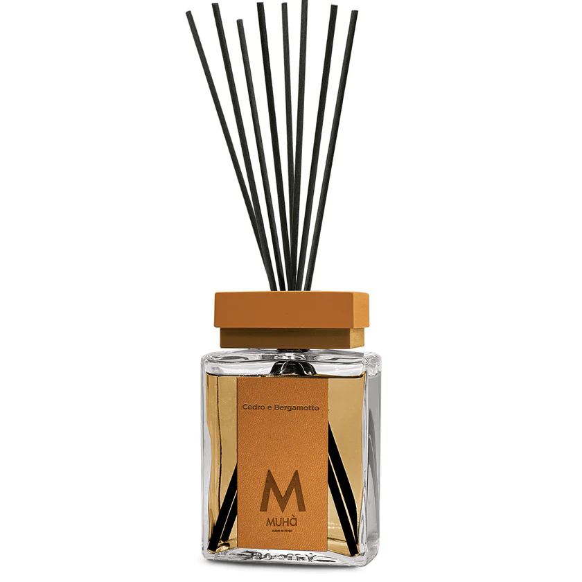 Muhà Luxe Perfume Diffusore Ambiente con Bastoncini Cedro e Bergamotto 1.000 Ml