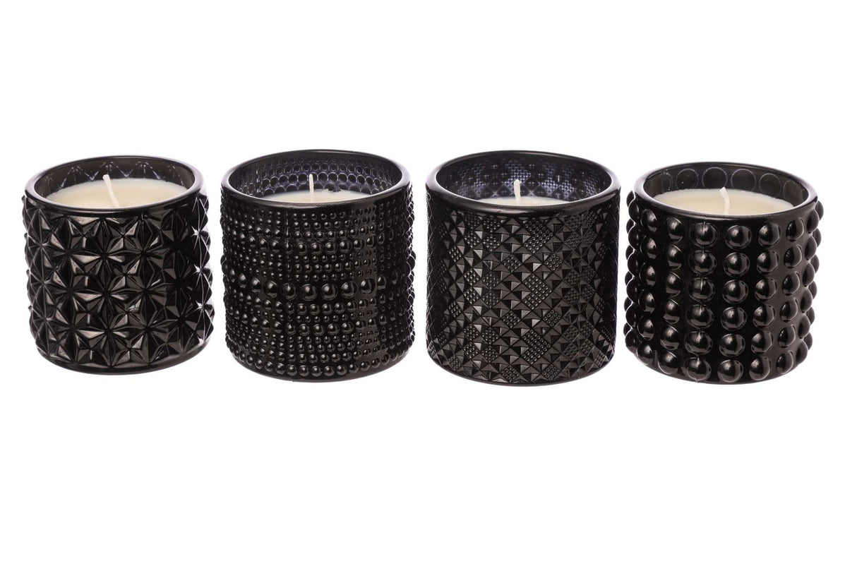 ARPIMEX Vasetto Vetro con Cera D 7 Cm H 6,8 Cm Mix 4 Pz Nero