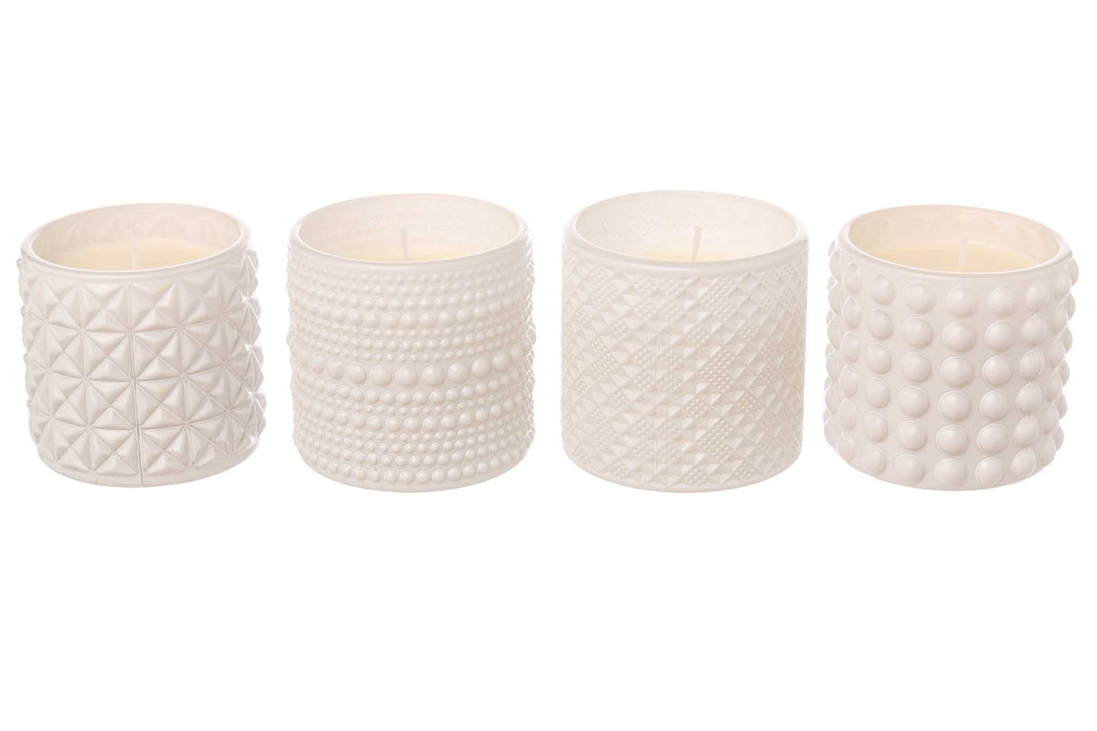 ARPIMEX Vasetto Vetro con Cera D 7 Cm H 6,8 Cm Mix 4 Pz Bianco