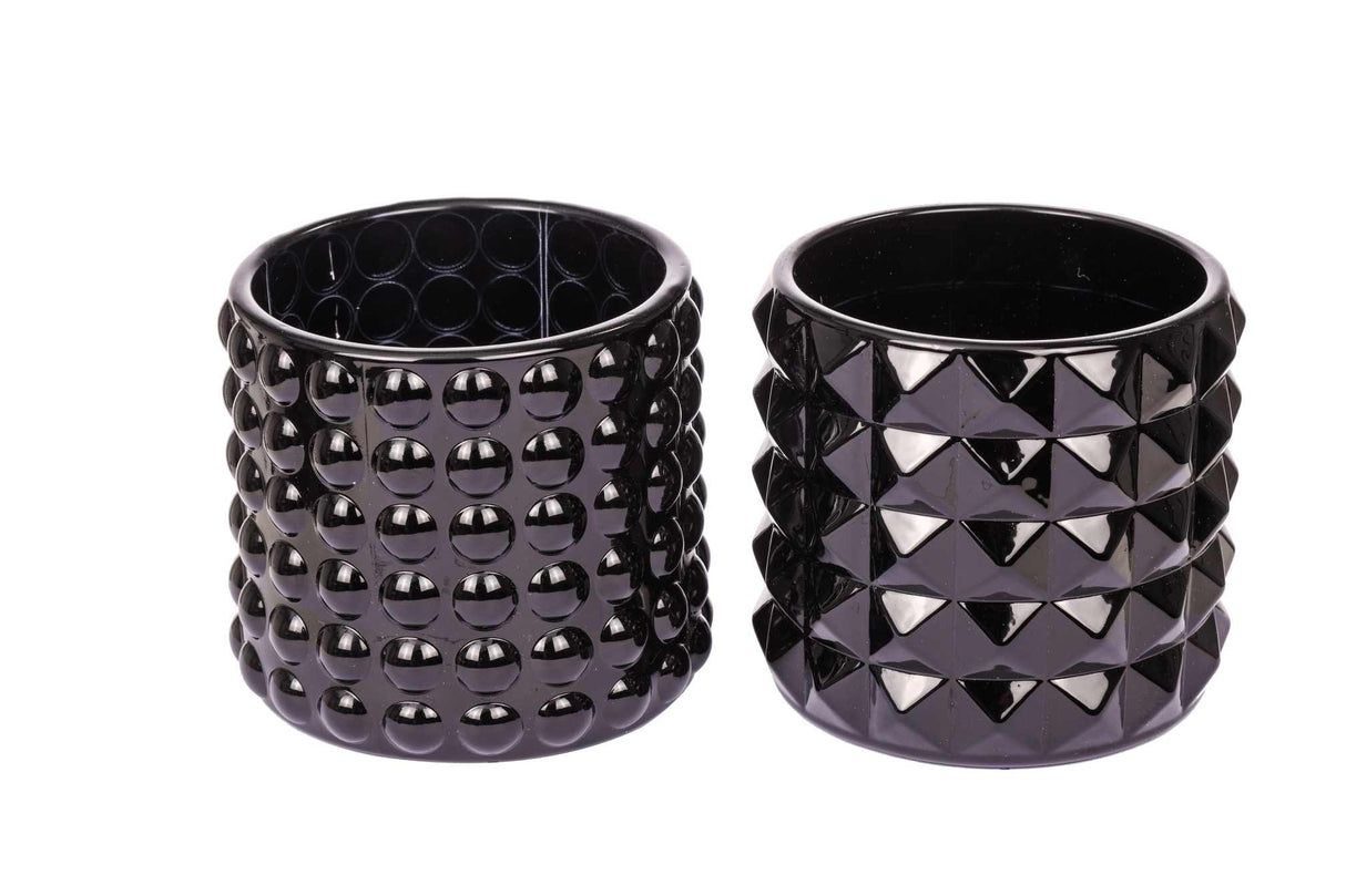 ARPIMEX Vasetto Vetro D 9,5 Cm H 8,5 Cm Mix 2 Pz Nero