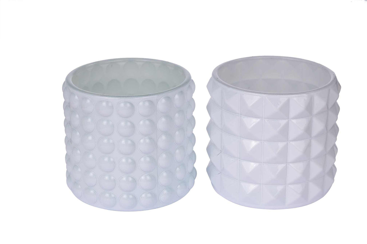 ARPIMEX Vasetto Vetro D 9,5 Cm H 8,5 Cm Mix 2 Pz Bianco