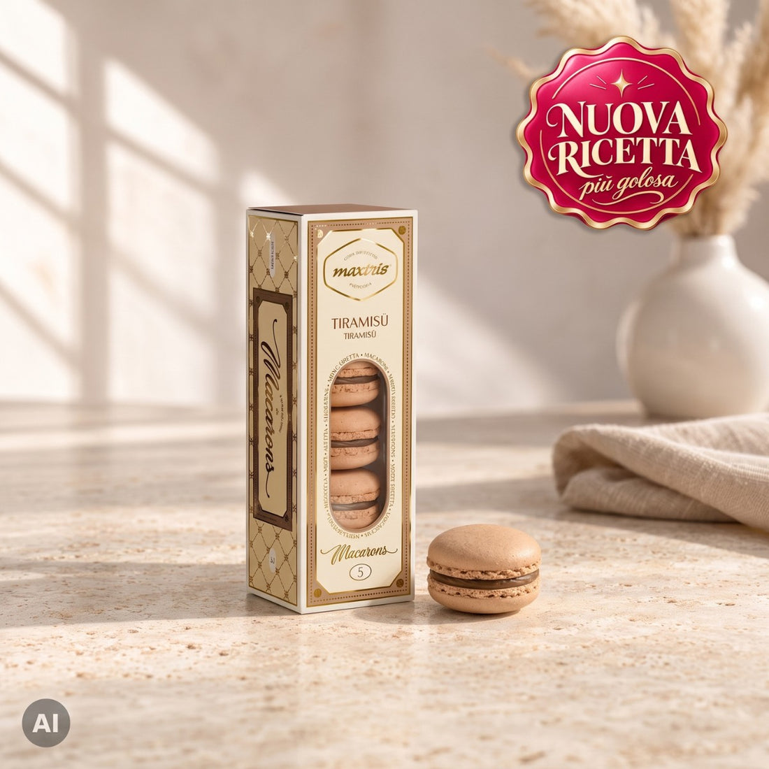 Maxtris 5 Macaron al Tiramisù Senza Glutine – Dolcetti Francesi 70 g