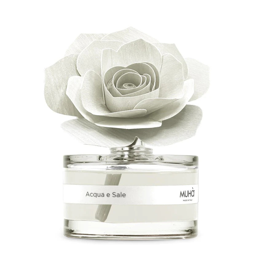 Muhà Profumatore Diffuser Rosa Bianca Bomboniera Acqua e Sale 50ml