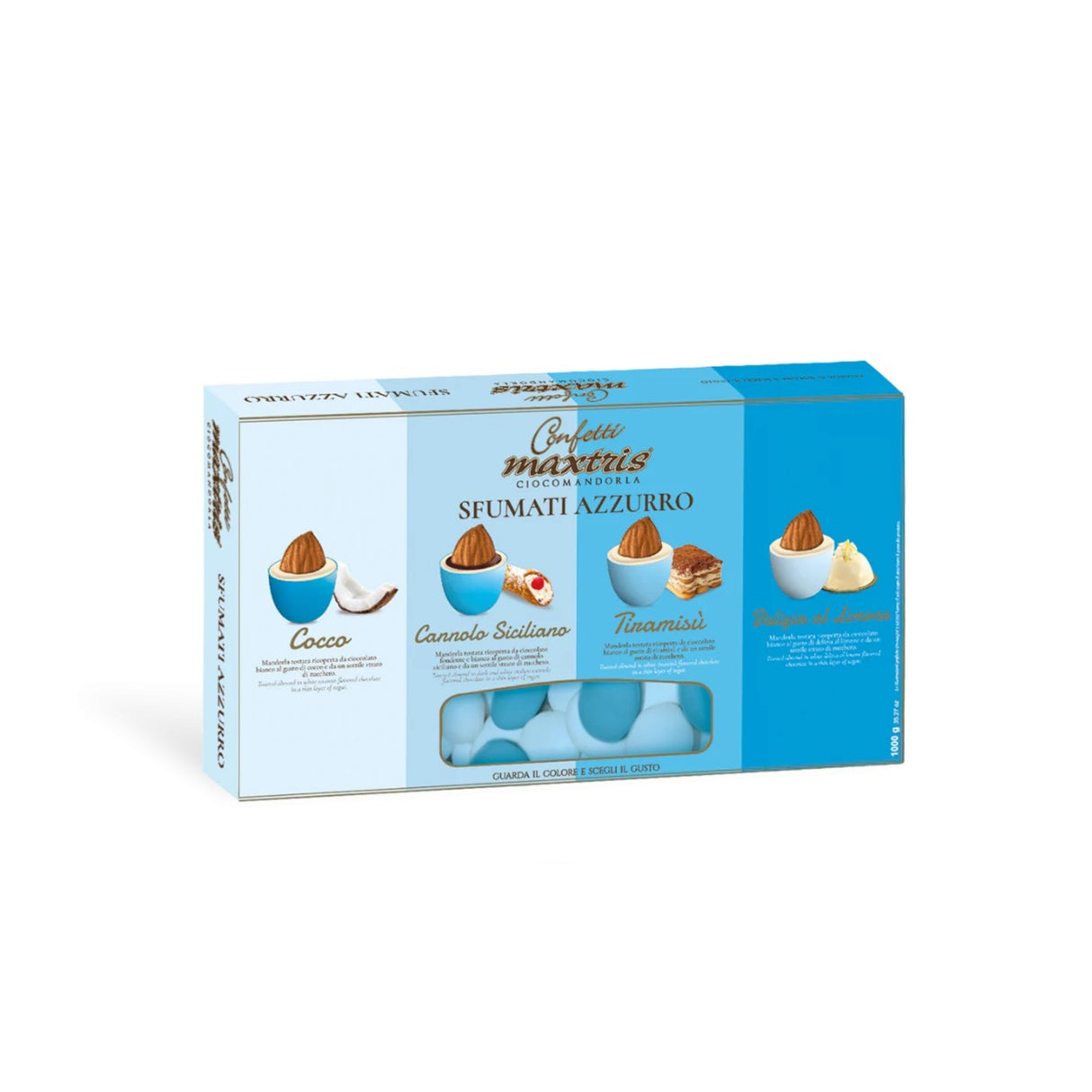 Maxtris Ciocomandorla-Konfekt in zartem Blau, 1 kg