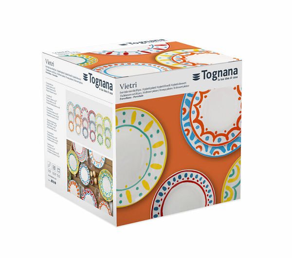 Tognana Servizio Tavola Madison Vietri 18 Pz Porcellana Multicolor