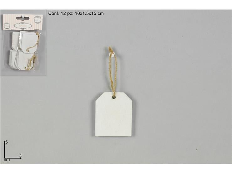 DUE ESSE DISTRIBUZIONI Etichette Legno 5 x 4 Cm Bianche 12 Pz