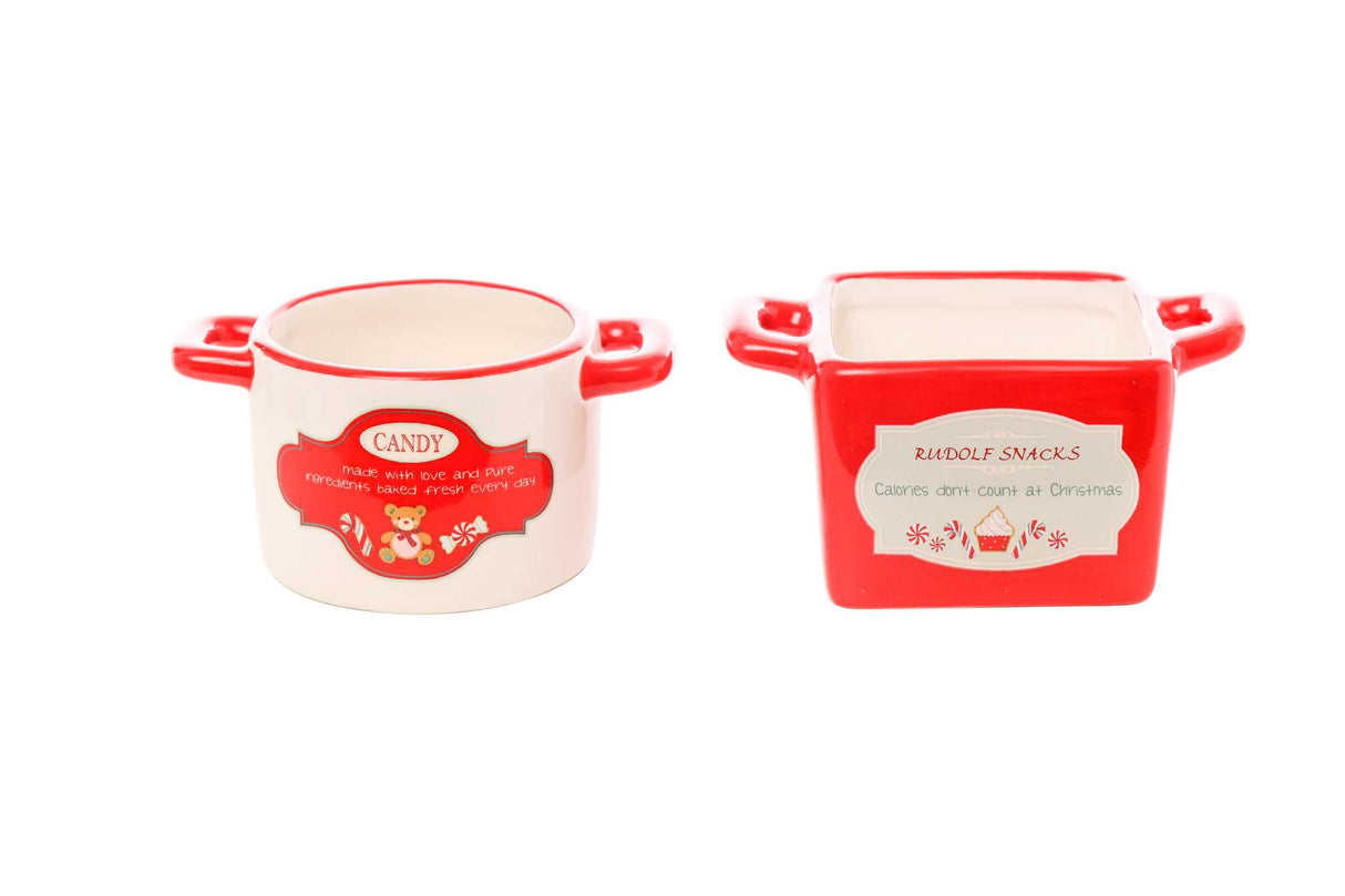 ARPIMEX Vasetto Ceramica Natale 10 x 6,5 x 4,5 Cm Bianco Rosso 1Pz