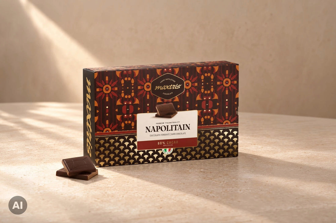 Maxtris Astuccio Napolitain Mini Tavolette di Cioccolato Fondente 80% 500 g – Cioccolatini Monoporzione per Feste, Eventi e Idee Regalo