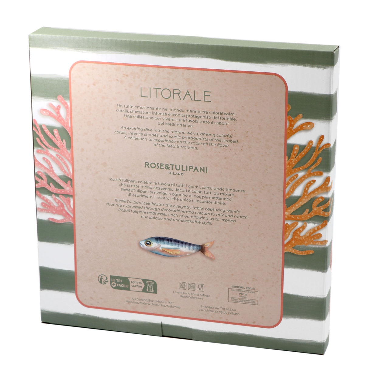 ROSE & TULIPANI Litorale Set 2 Piatti Piani D 27 Cm Corallo Alice Melamina