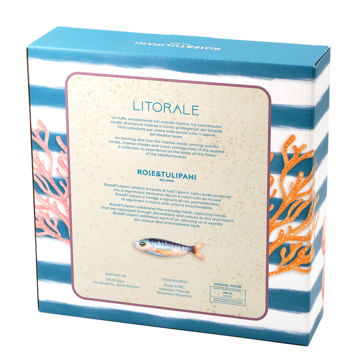 ROSE & TULIPS Coastal Set of 2 Deep Plates D 21 cm Coral Alice Melamine