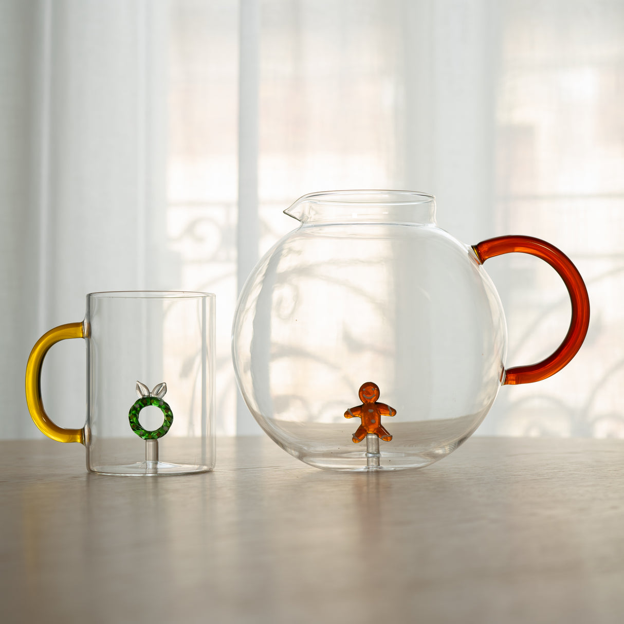 WD LifeStyle Tazza Vetro Borosilicato Cc 420 Ml Decoro Ghirlanda di Natale