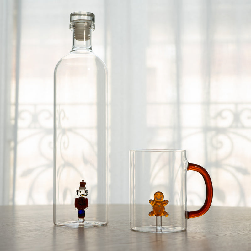 WD LifeStyle Tazza Vetro Borosilicato Cc 420 Ml Decoro Omino Pan di Zenzero Natale