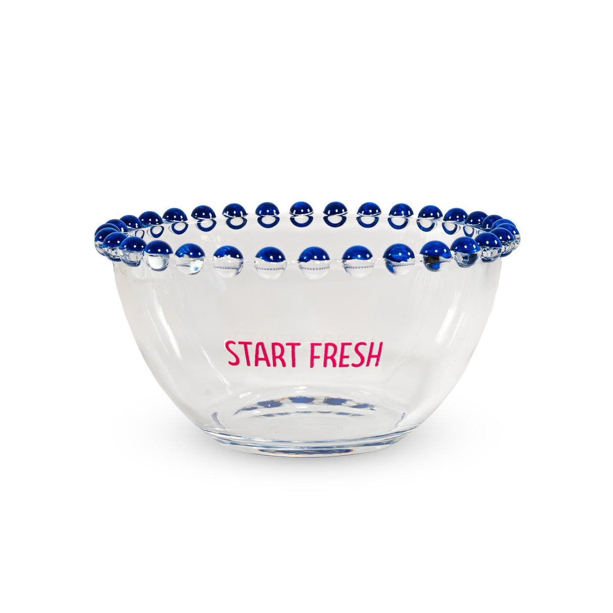 WD LifeStyle Set 2 Ciotole 500 Ml in Vetro Decorazione "Start fresh" e "Full of joy" Rosa Blu