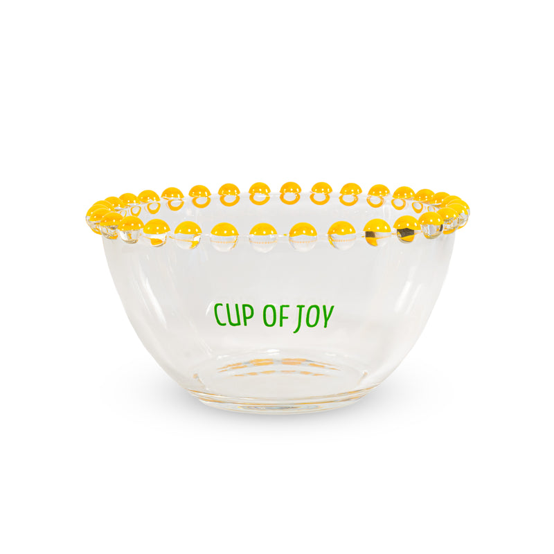 WD LifeStyle Set 2 Ciotole 500 Ml in Vetro Decorazione "Cup of joy" e "Cup of peace" Giallo Verde