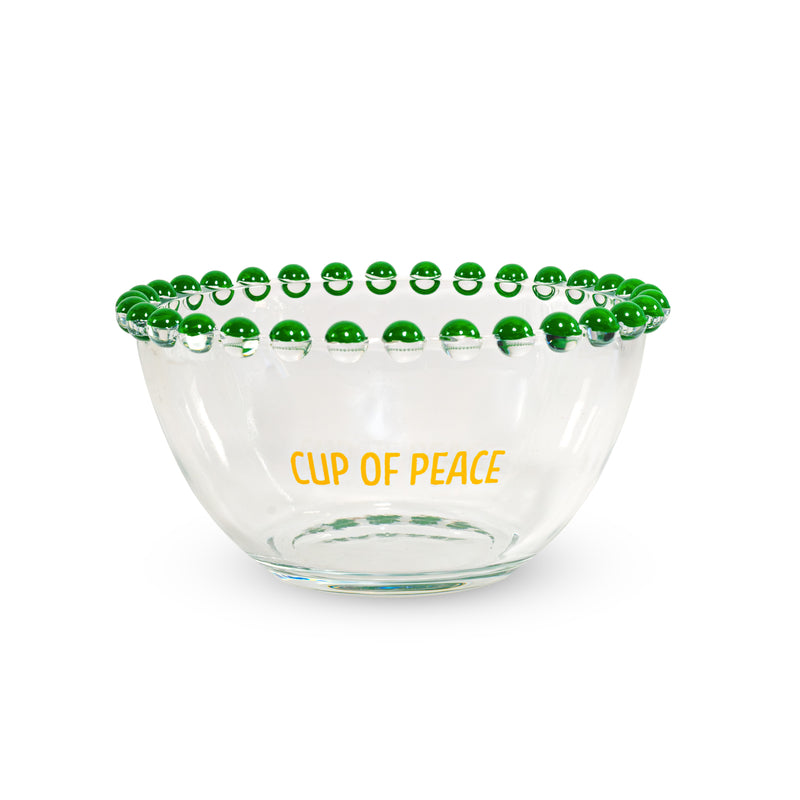 WD LifeStyle Set 2 Ciotole 500 Ml in Vetro Decorazione "Cup of joy" e "Cup of peace" Giallo Verde